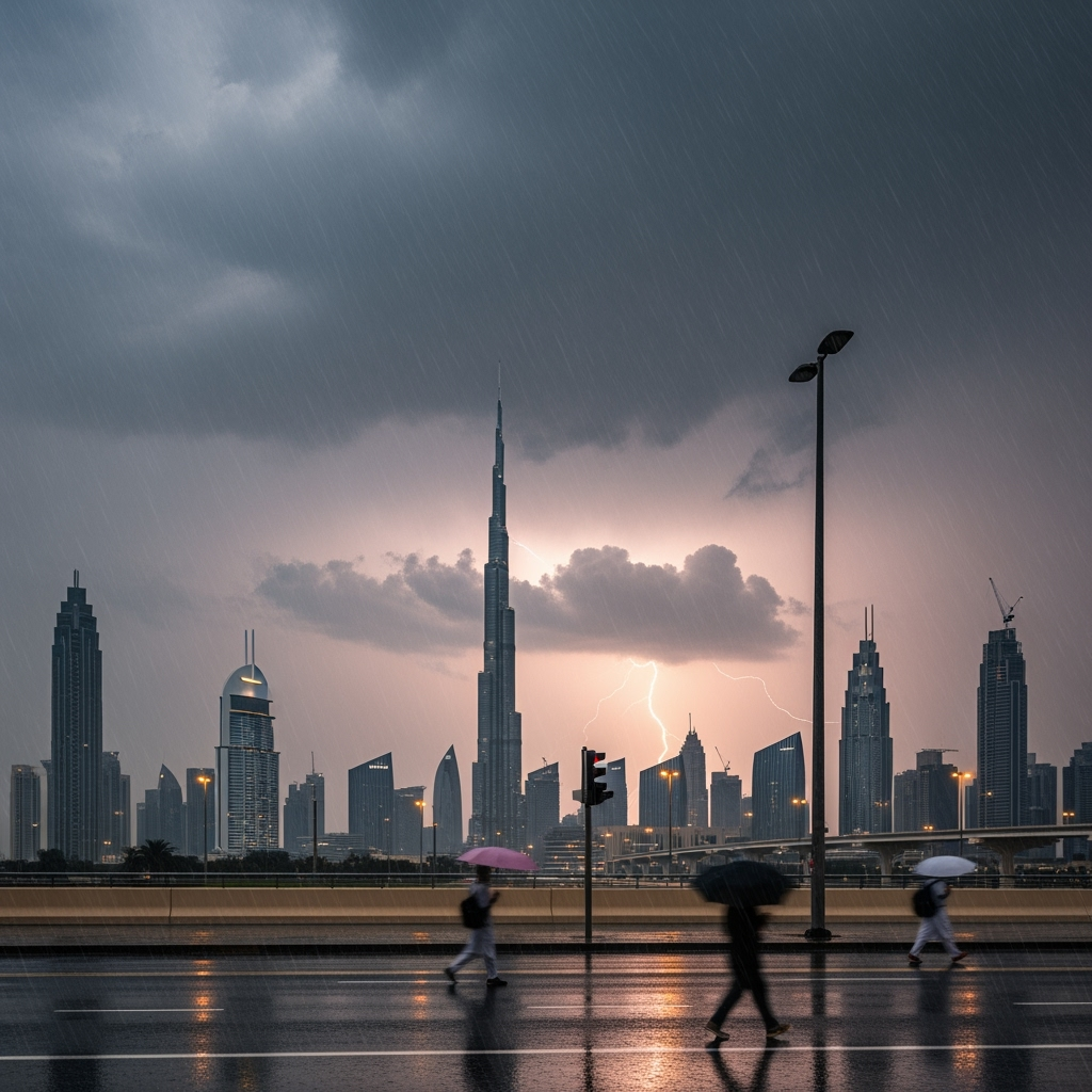 Illustration for: UAE Weather Update: Rain and Thunderstorms Expected