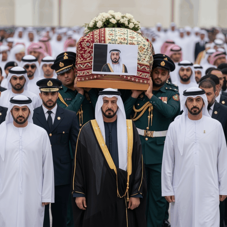 Illustration for: Sharjah Ruler Leads Funeral for Sheikh Sultan