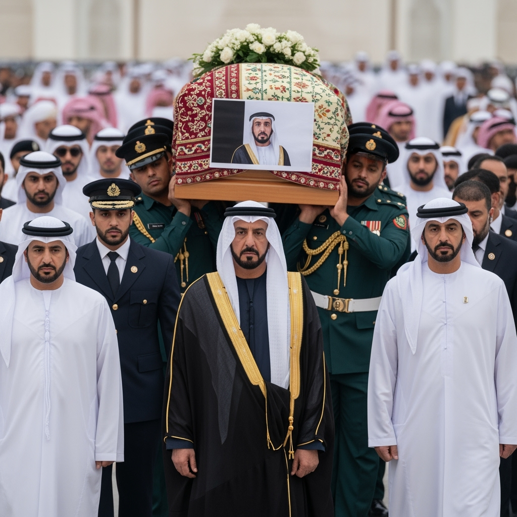 Illustration for: Sharjah Ruler Leads Funeral for Sheikh Sultan