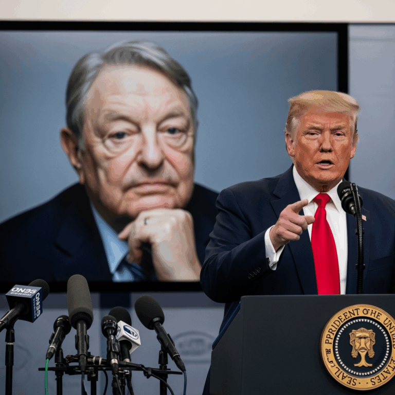 Illustration for: Trump Targets Soros for Alleged Protest Incitement
