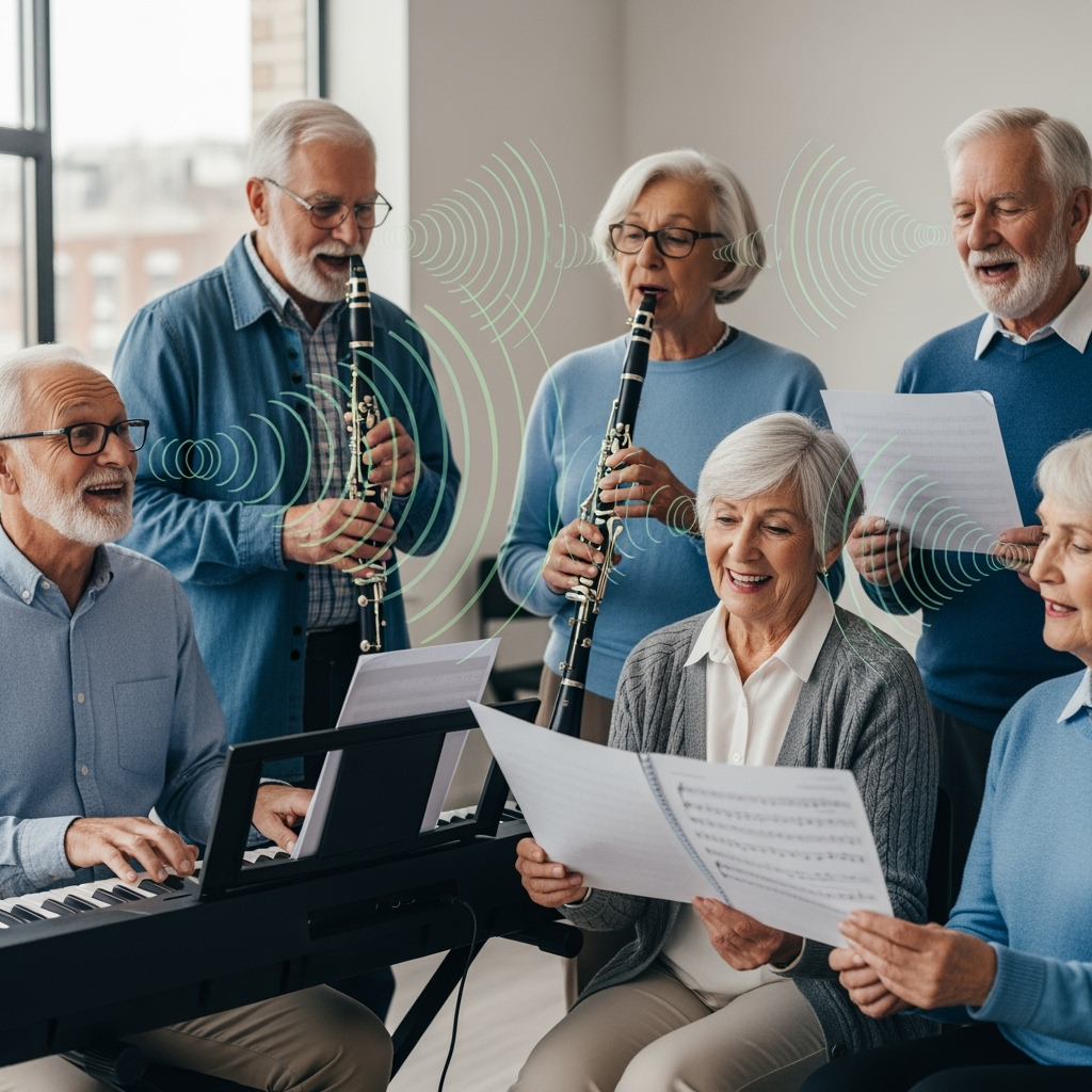 Illustration for: Musical Training Boosts Seniors' Speech Recognition