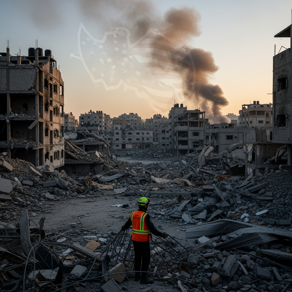 Illustration for: Israeli Airstrikes Continue on Gaza with US Support