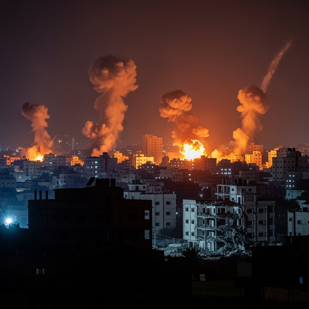 Illustration for: Israeli Strikes on Gaza Intensify Amid Conflict