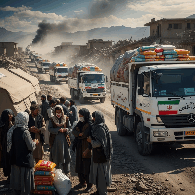 Illustration for: Iran's Aid to Afghanistan Amid Earthquakes