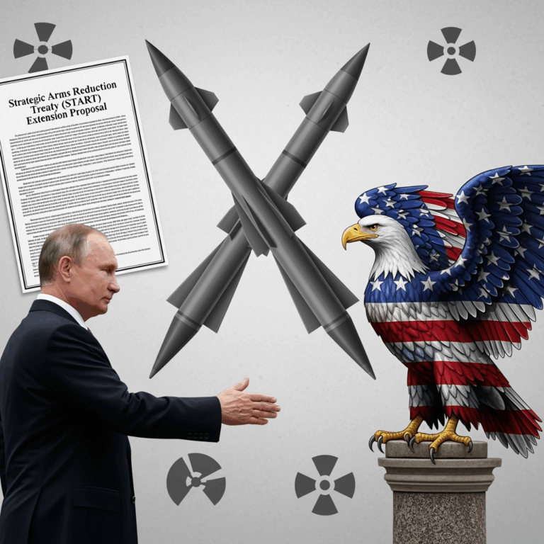 Illustration for: Putin Proposes U.S. Nuclear Arms Deal Extension
