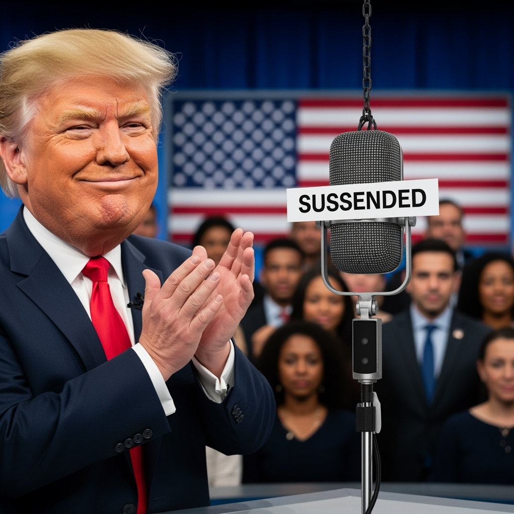 Illustration for: Trump Applauds Kimmel Suspension Amid Free Speech Debate