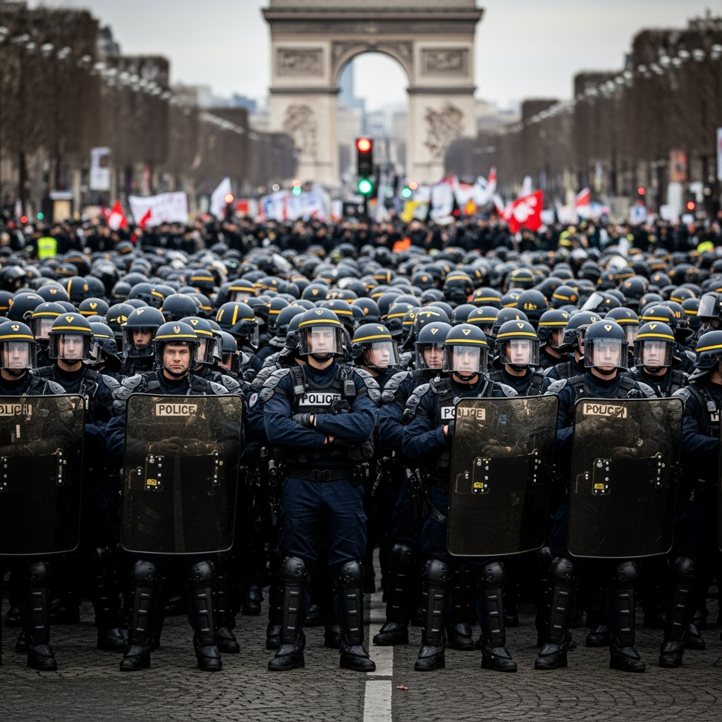 Illustration for: France Mobilizes 80,000 Police for Protests
