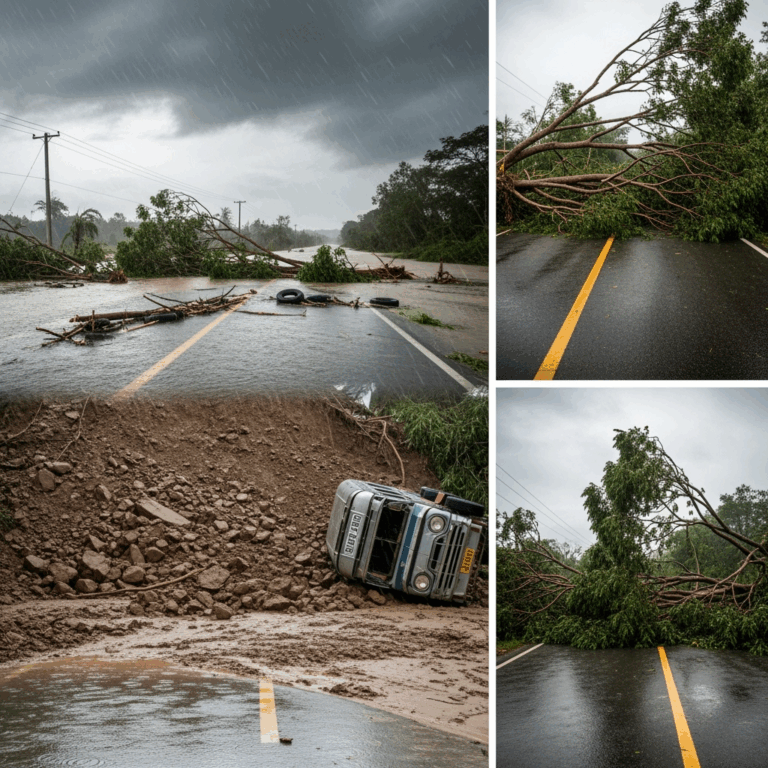 Illustration for: 16 Philippine Roads Blocked Due to Cyclones and Monsoon