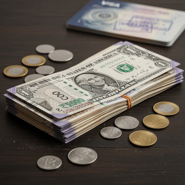 Illustration for: Indian Rupee Hits Record Low Amid US Visa Fee Rise