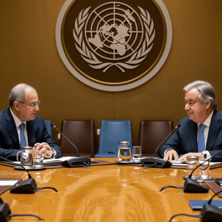 Illustration for: Aoun Meets Guterres at UN General Assembly