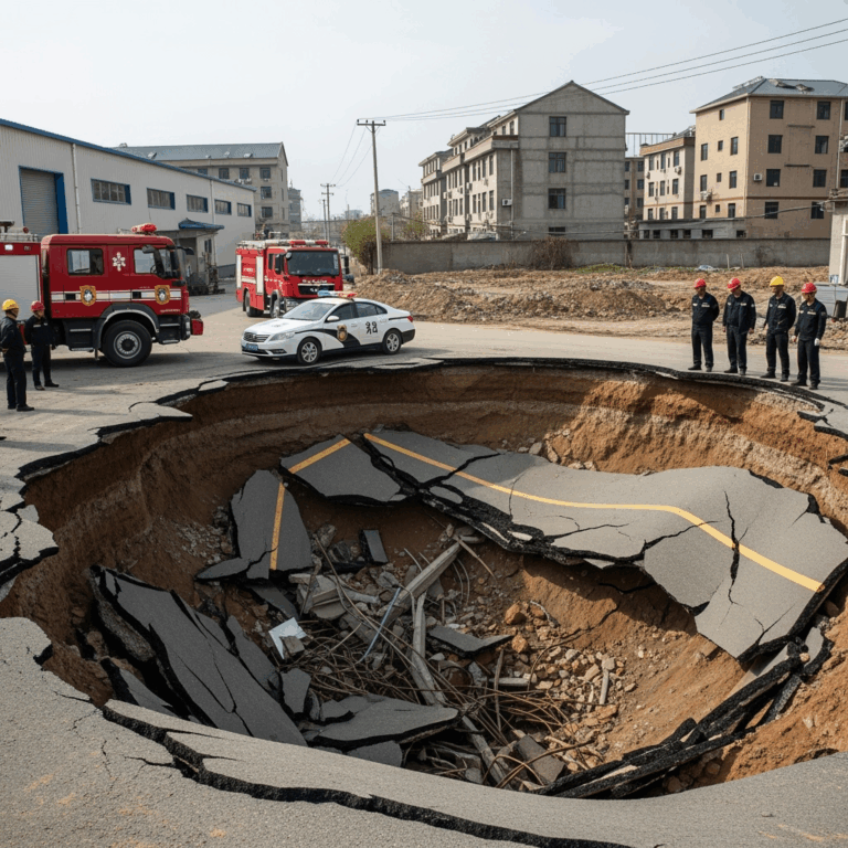 Illustration for: Sudden Land Subsidence in Chuko, China