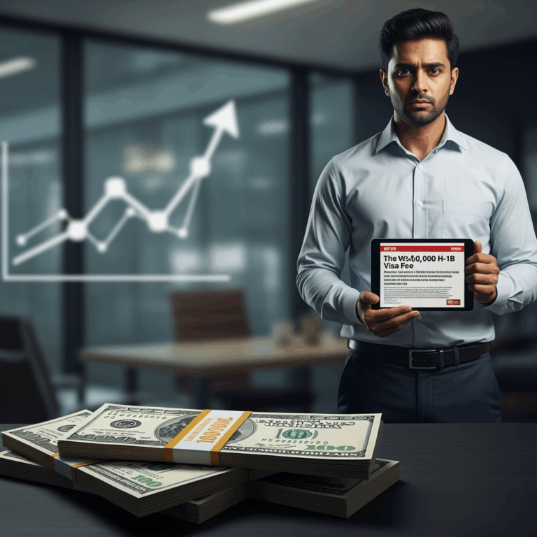 Illustration for: New $100K H-1B Visa Fee Shakes Indian IT Sector