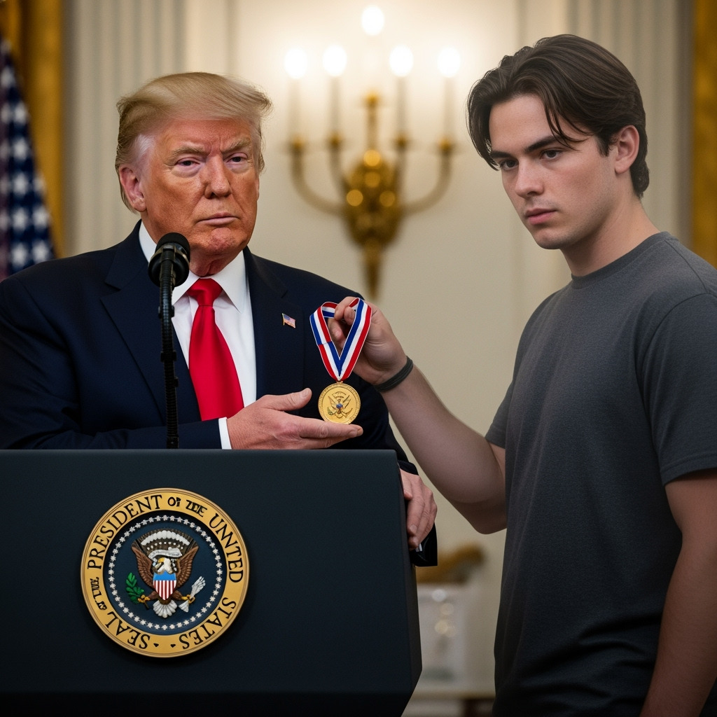 Illustration for: Trump Awards Posthumous Medal to Charlie Kirk