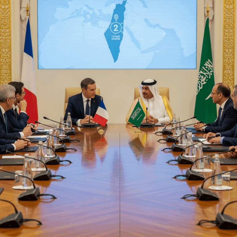 Illustration for: France and Saudi Arabia to Lead Two-State Solution Conference