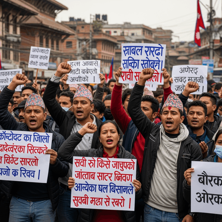 Illustration for: Protests in Nepal: 51 Dead as Unrest Escalates
