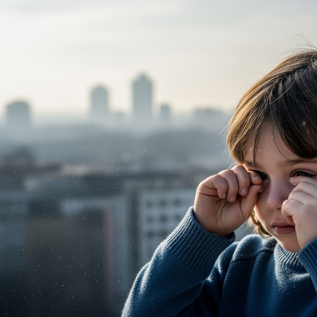 Illustration for: Impact of Air Pollution on Children's Vision