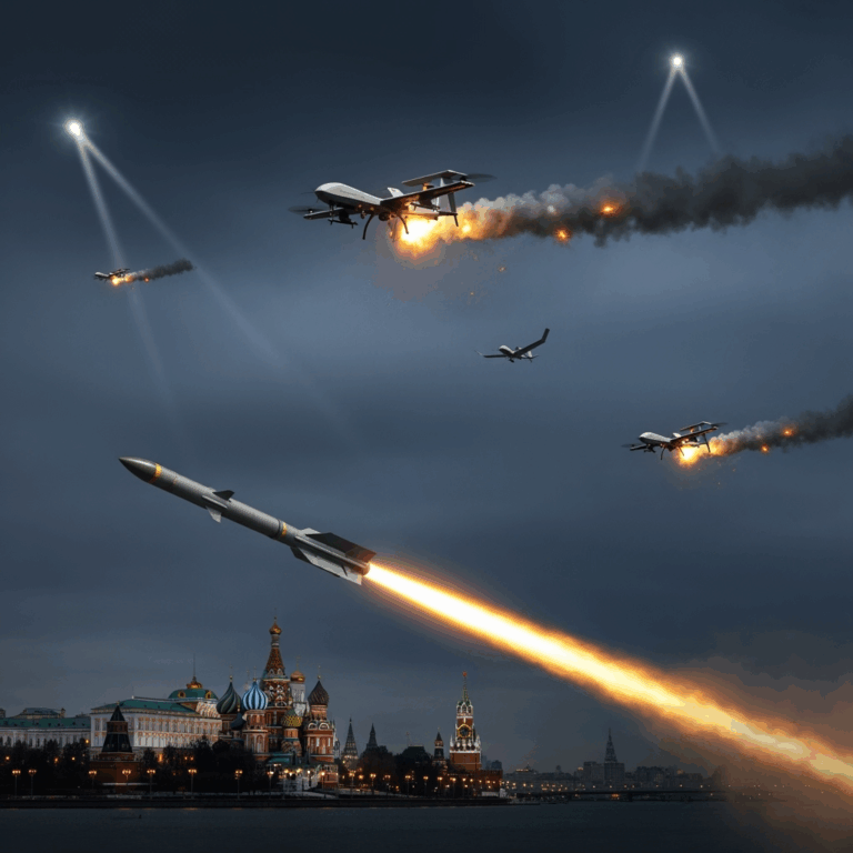 Illustration for: Russian Air Defense Destroys Drones in Moscow