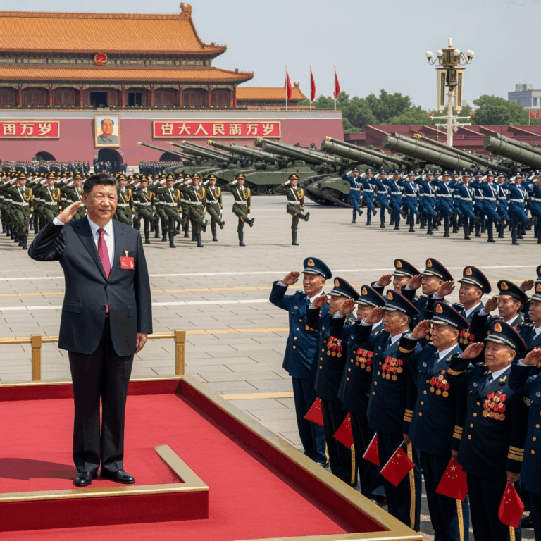 Illustration for: Xi Jinping Honors Veterans at Beijing Parade