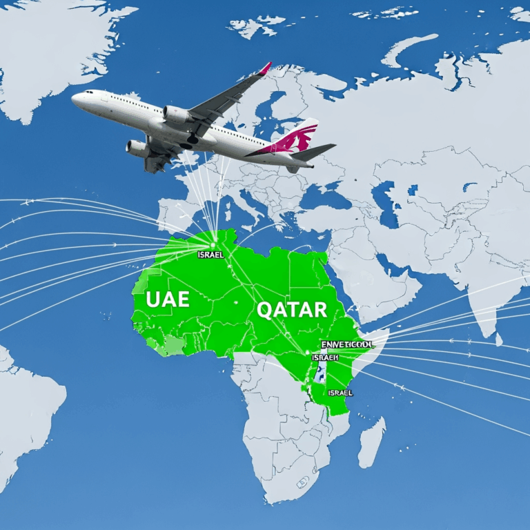 Illustration for: UAE, Qatar Flights Unaffected by Israeli Attack