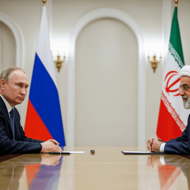 Illustration for: Putin and Iranian President Discuss Cooperation