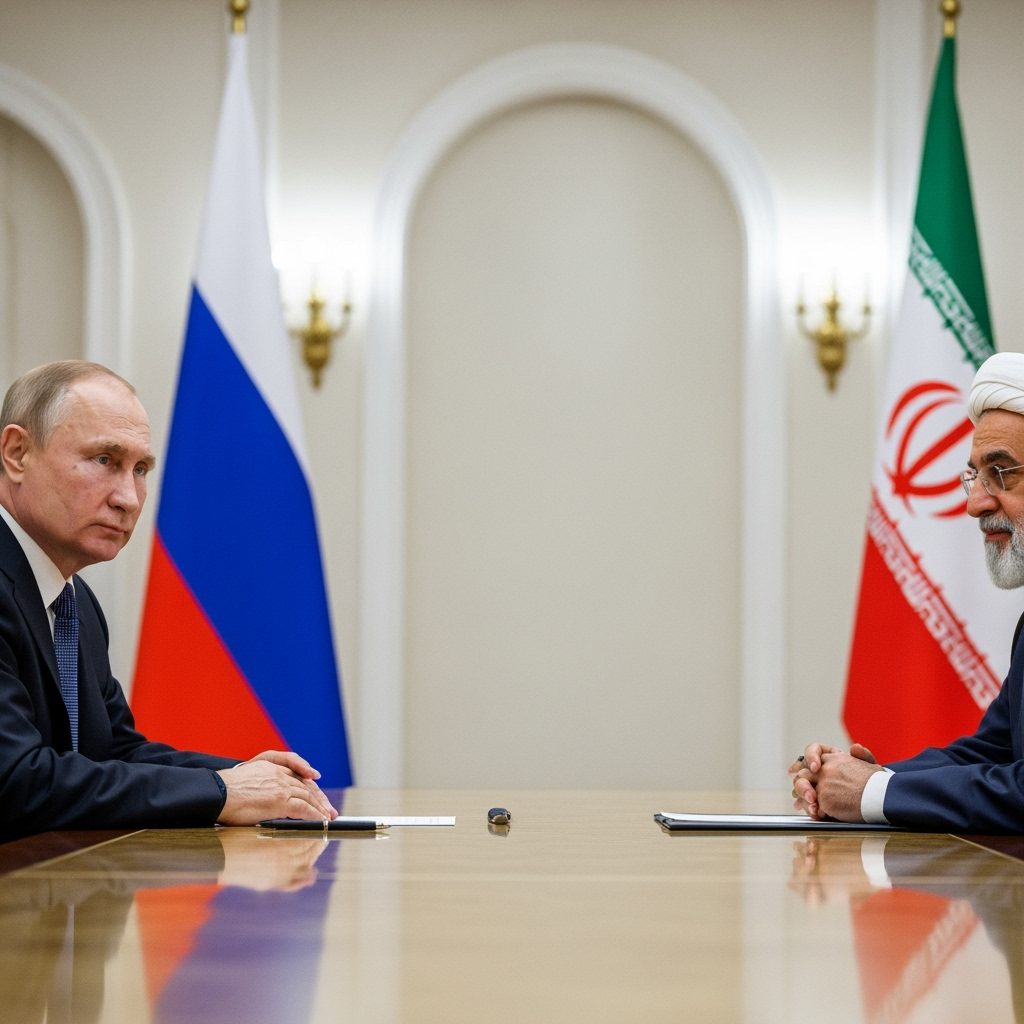 Illustration for: Putin and Iranian President Discuss Cooperation