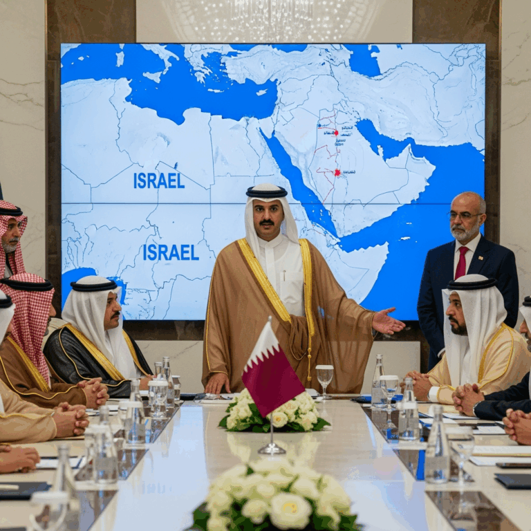 Illustration for: Gulf Nations Rally Behind Qatar Amid Israeli Strikes