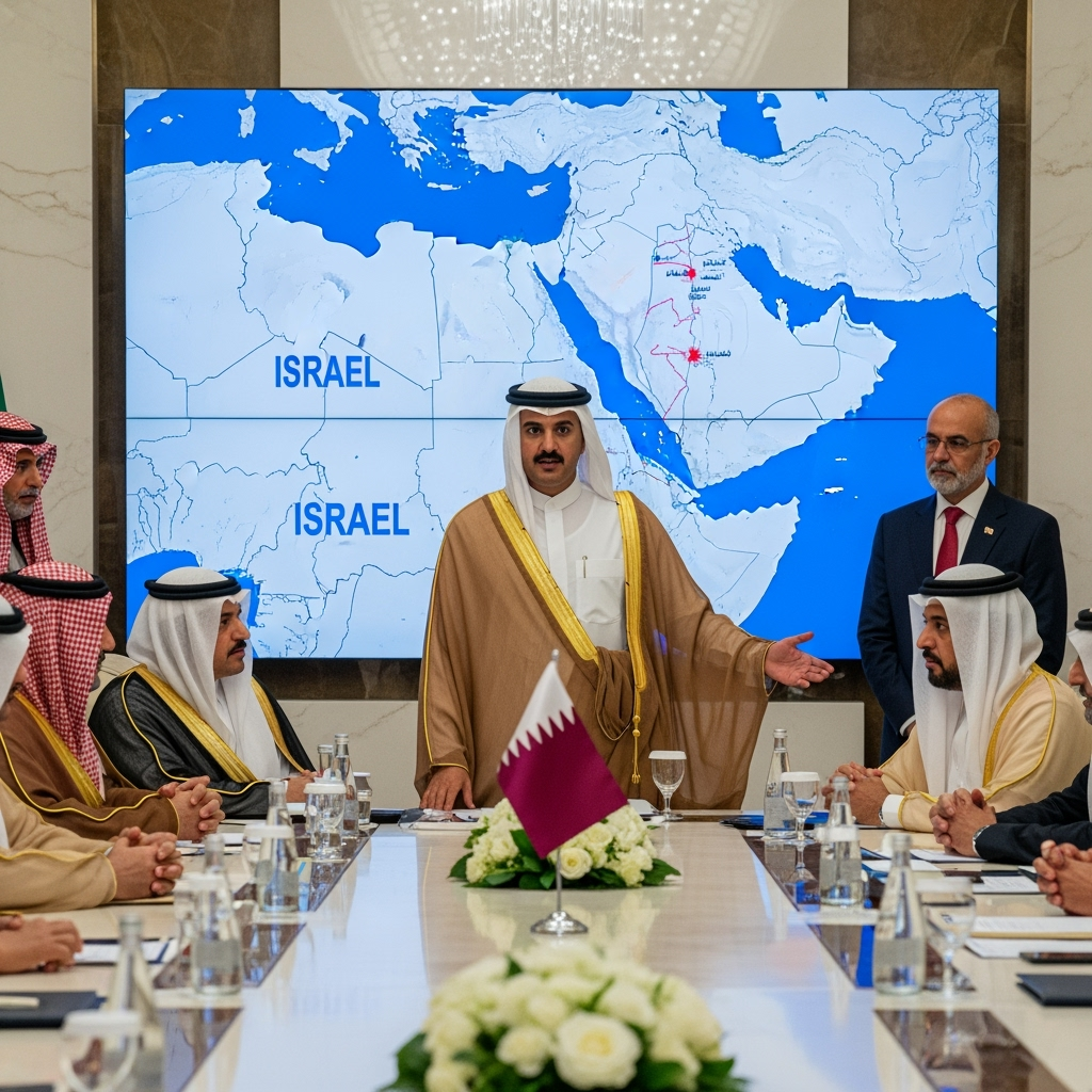 Illustration for: Gulf Nations Rally Behind Qatar Amid Israeli Strikes