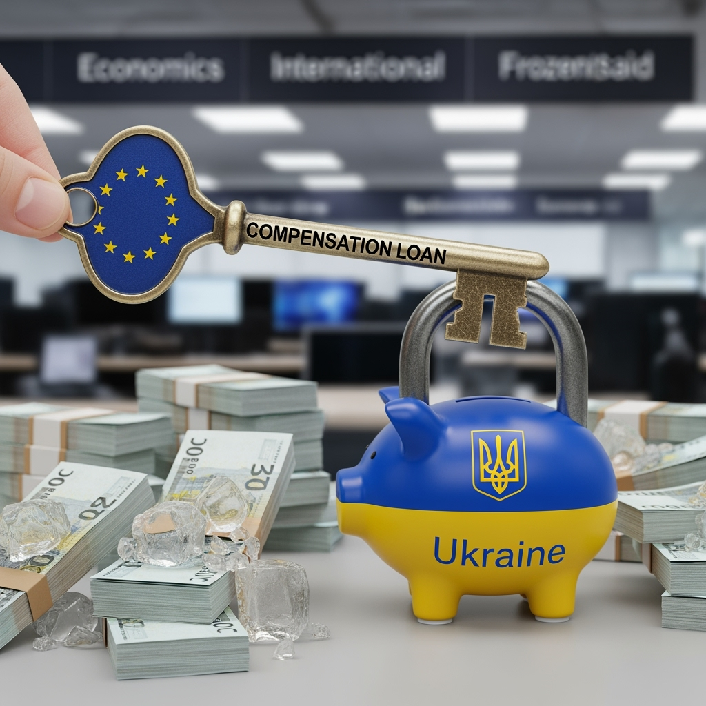 Illustration for: EU Plans Compensation Loan for Ukraine from Frozen Assets