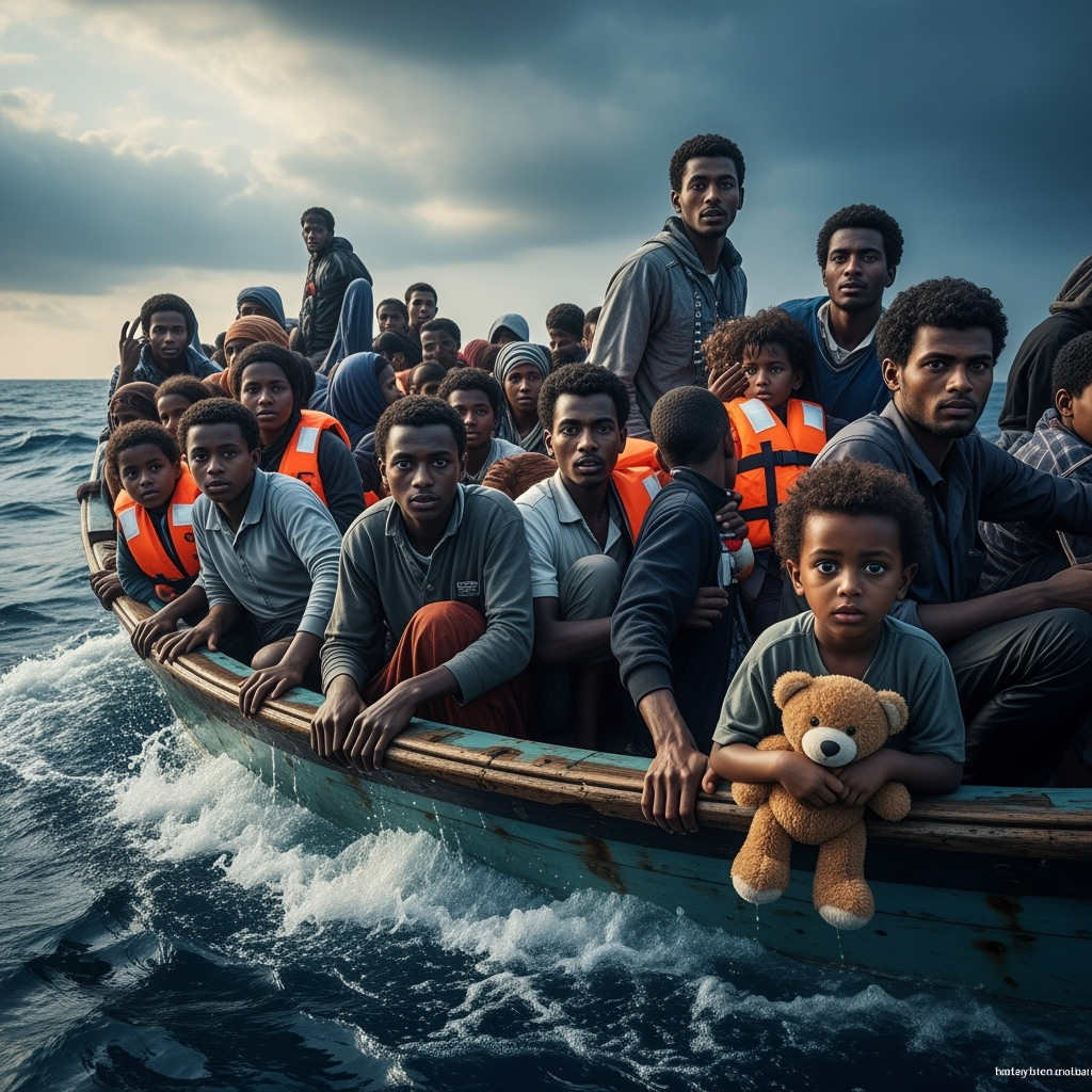 Illustration for: Sudanese Refugees' Dangerous Journey to Europe