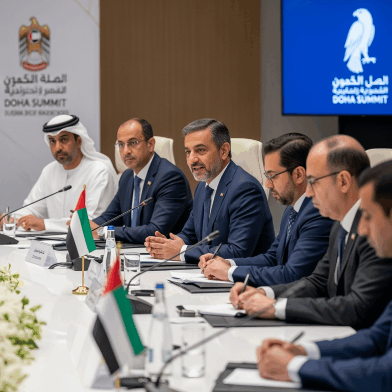 Illustration for: UAE Delegation Leads at Doha Summit