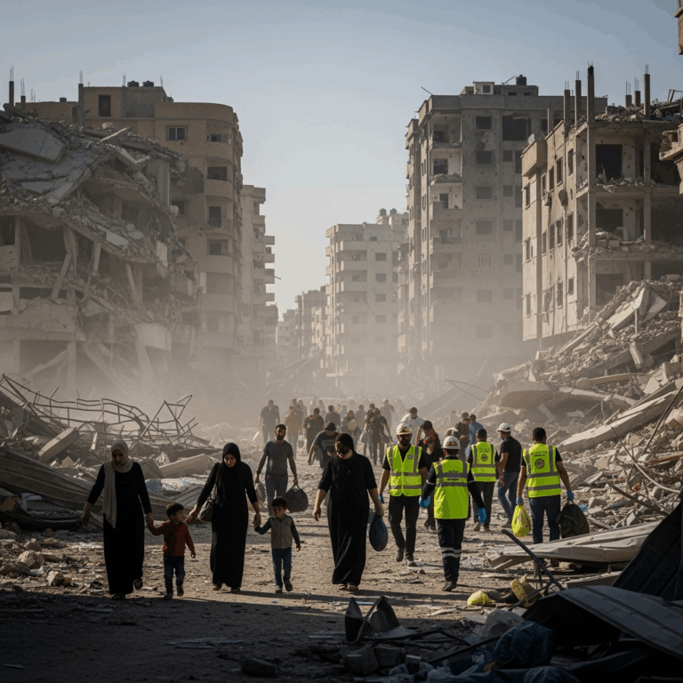 Illustration for: Evacuation and Destruction in Gaza City