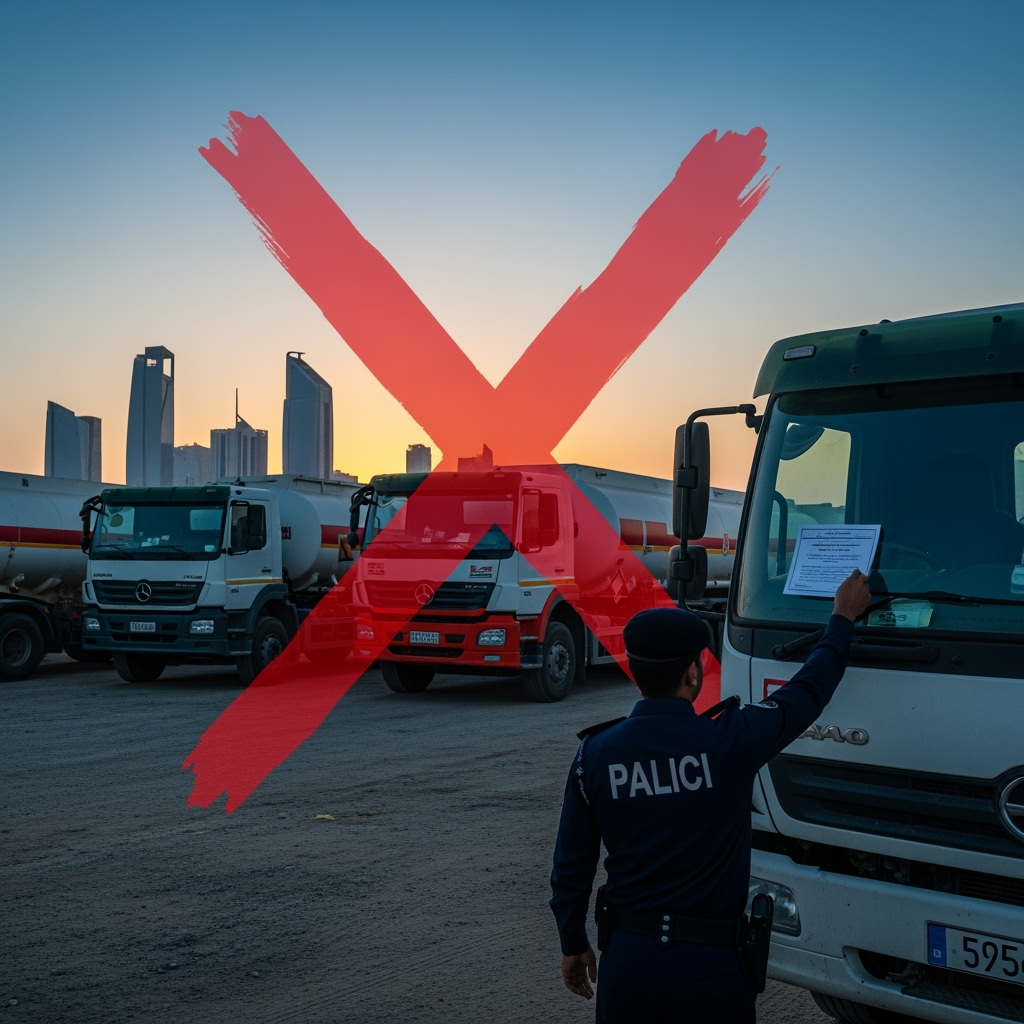 Illustration for: Ajman Bans Unauthorized Parking for Petroleum Vehicles