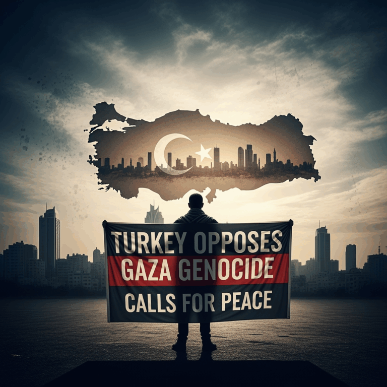 Illustration for: Turkey Opposes Gaza Genocide, Calls for Peace