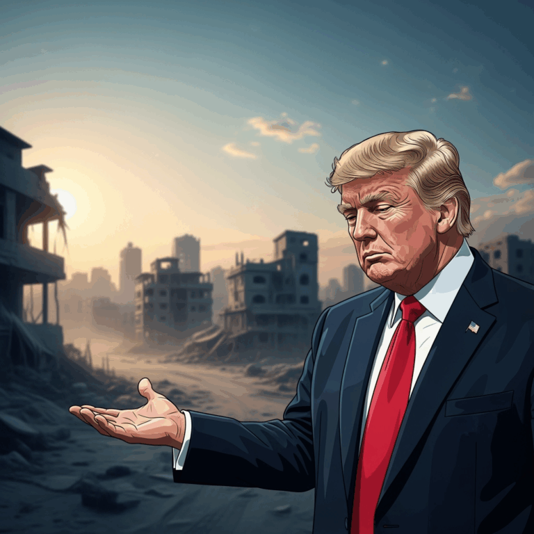 Illustration for: Trump Urges Immediate End to Gaza Conflict