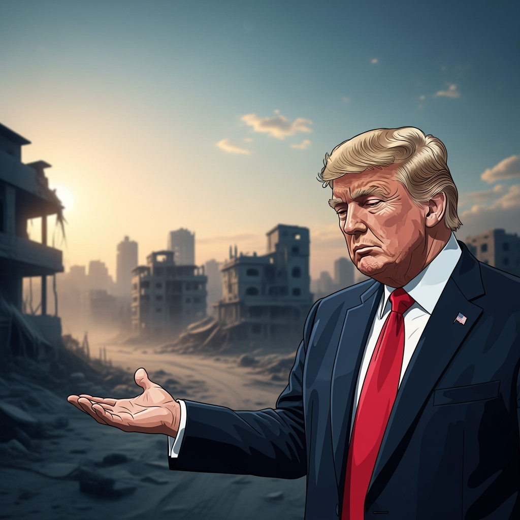 Illustration for: Trump Urges Immediate End to Gaza Conflict