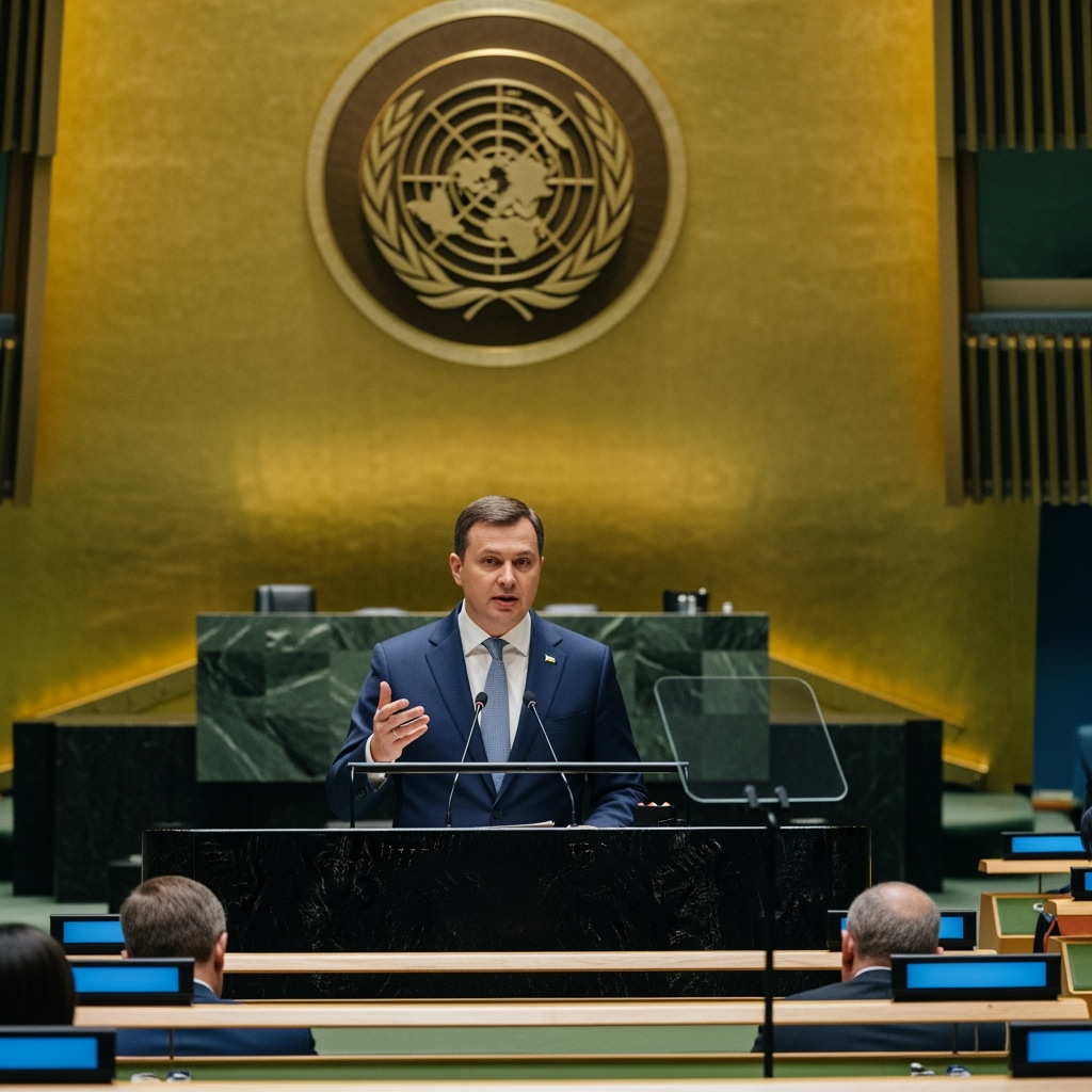Illustration for: Ukrainian Minister Accuses Russia in UN Statement