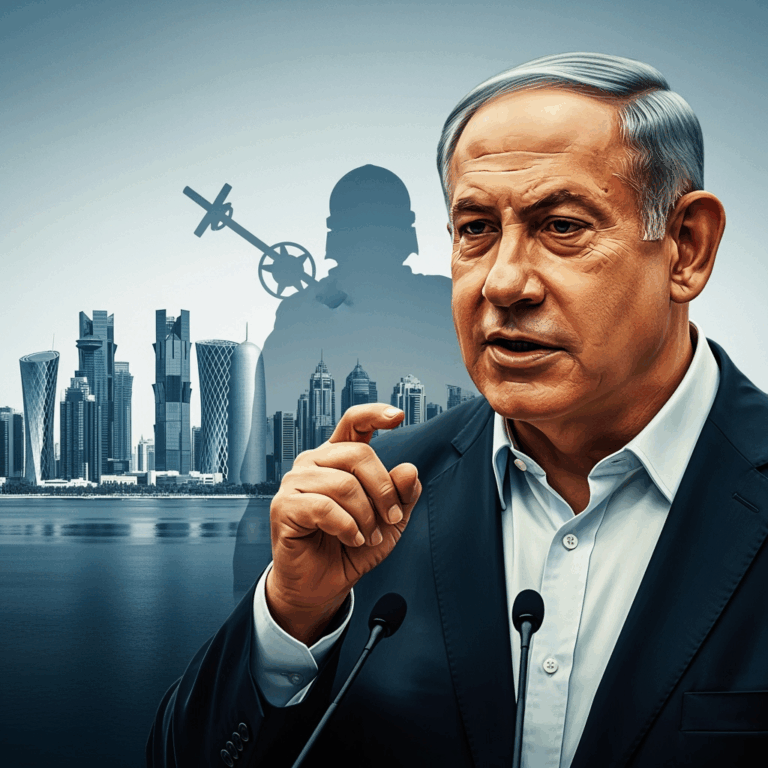 Illustration for: Netanyahu Justifies Strike on Hamas in Qatar