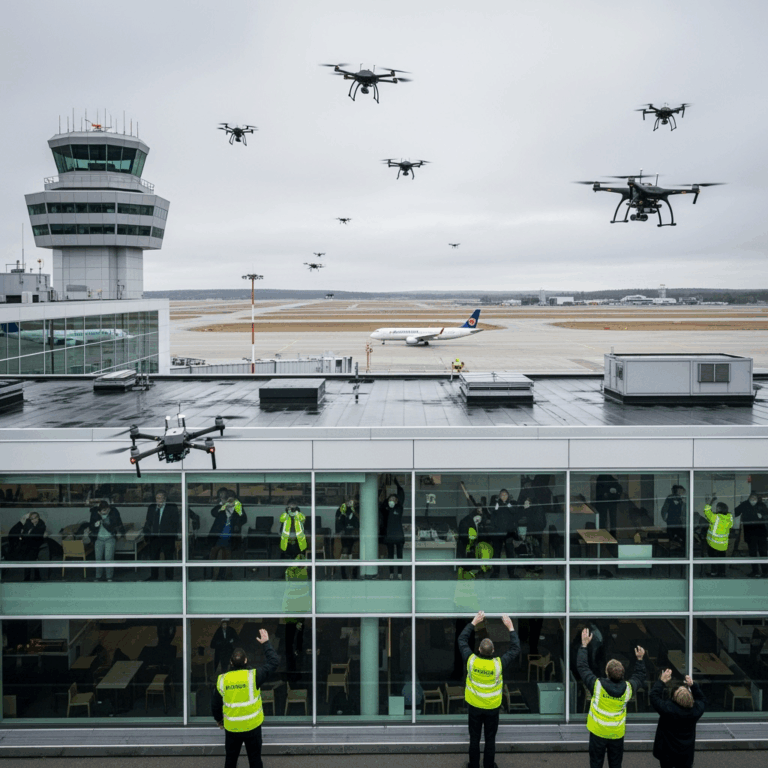 Illustration for: Droneaktivitet forårsager kaos i nordiske lufthavne