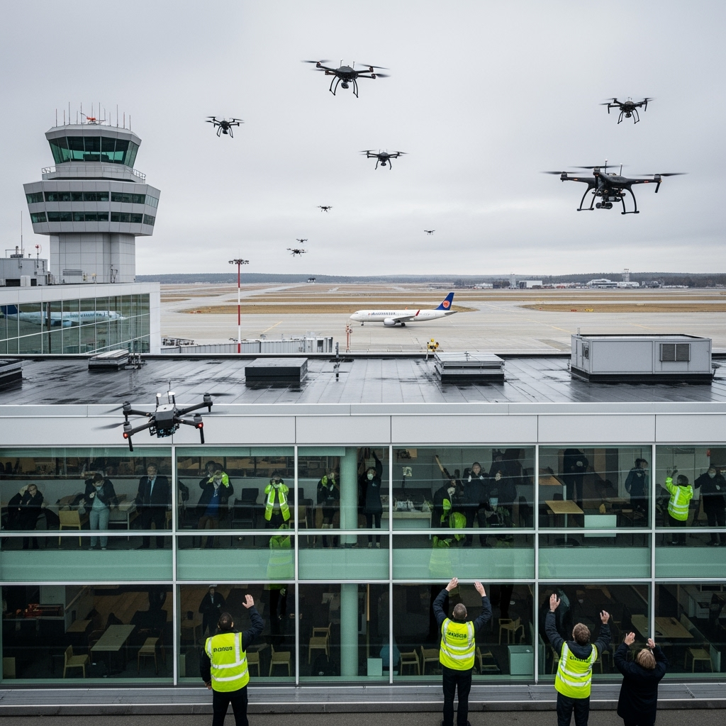 Illustration for: Droneaktivitet forårsager kaos i nordiske lufthavne