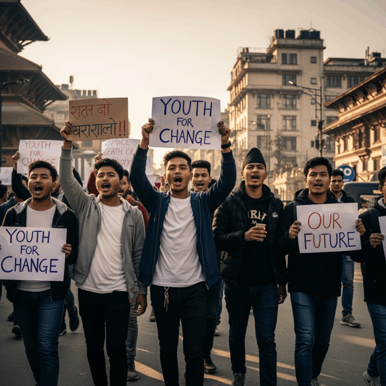 Illustration for: Nepal Protests: Youth Drive Change Amid Violence