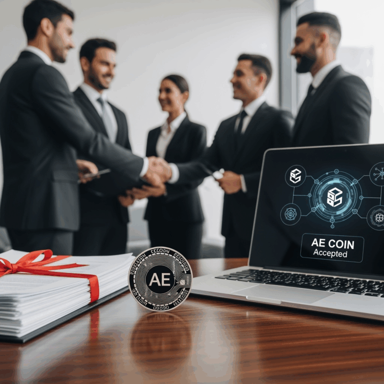 Illustration for: UAE Law Firm Embraces AE Coin for Legal Fees