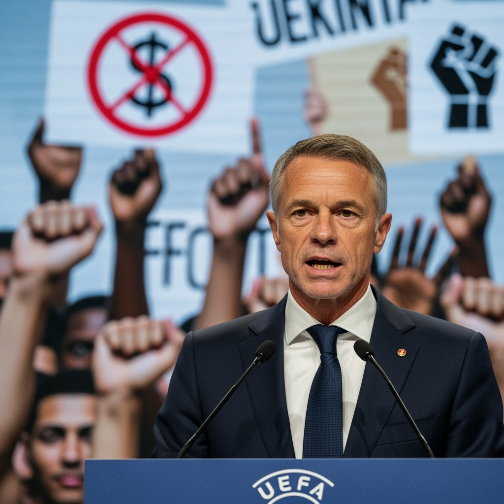 Illustration for: Ceferin Defends UEFA's Message Against Violence