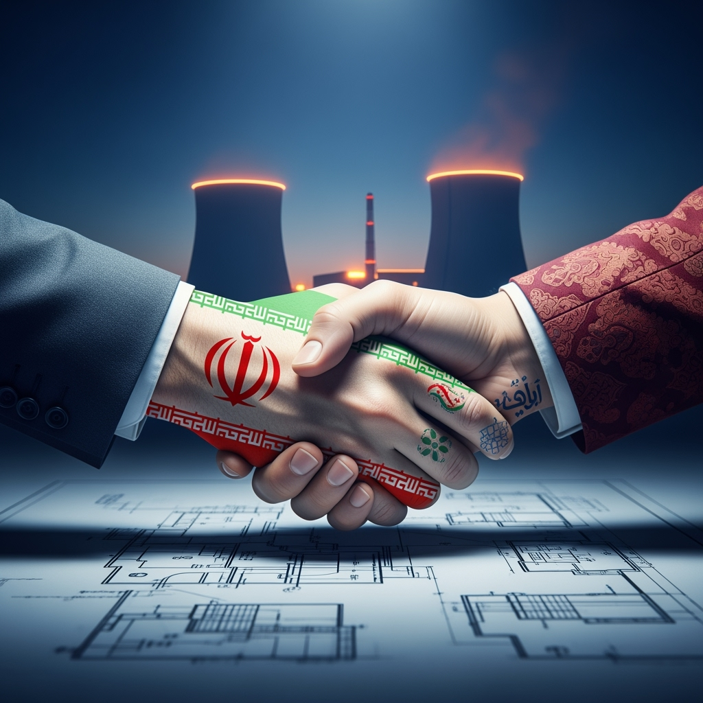 Illustration for: Iran and Russia to Sign Nuclear Power Station Agreement
