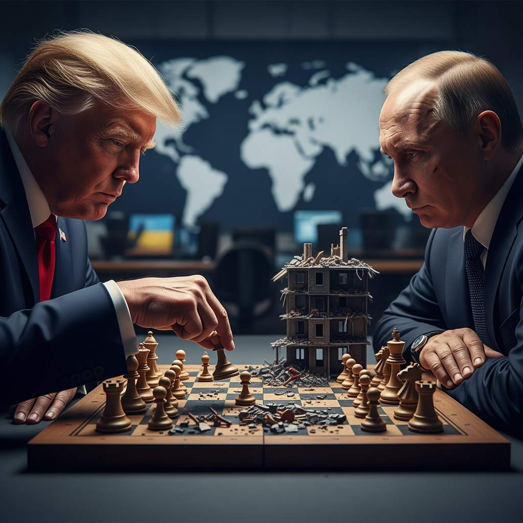 Illustration for: Trump and Putin on Ukrainian Crisis