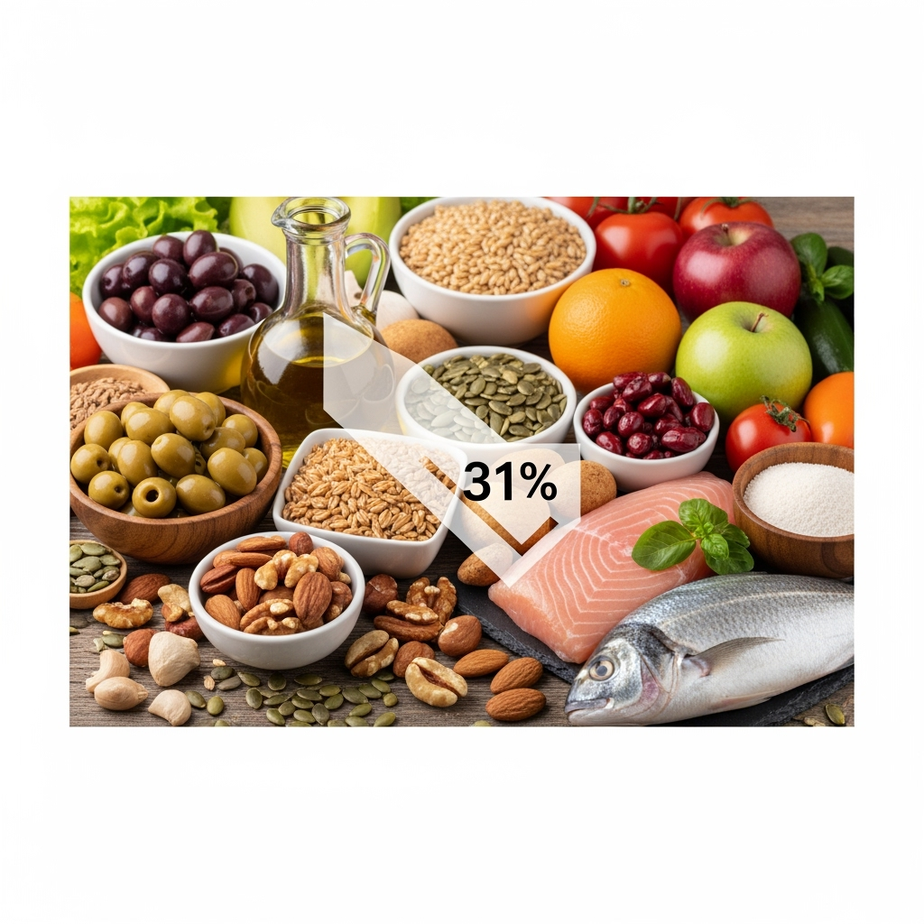 Illustration for: Mediterranean Diet Cuts Diabetes Risk by 31%