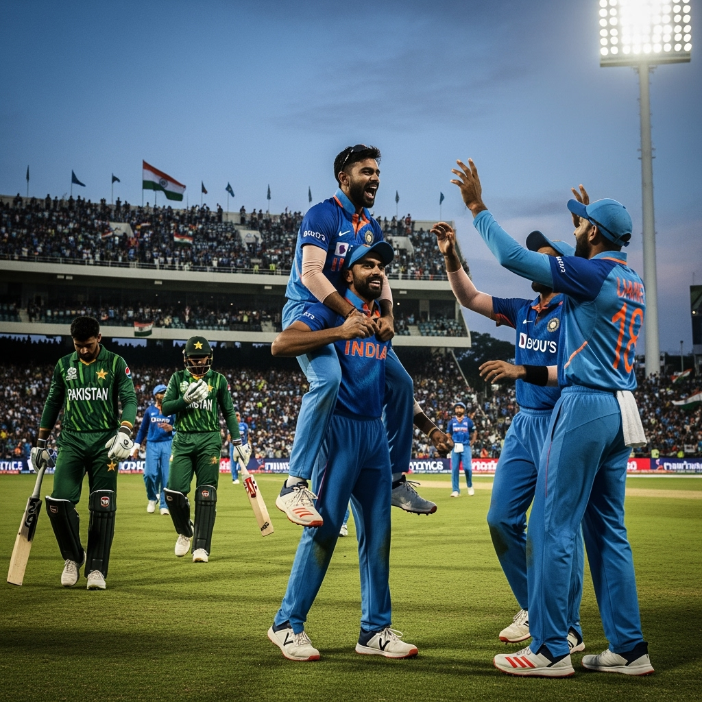 Illustration for: India Triumphs Over Pakistan in Tense Asia Cup Match