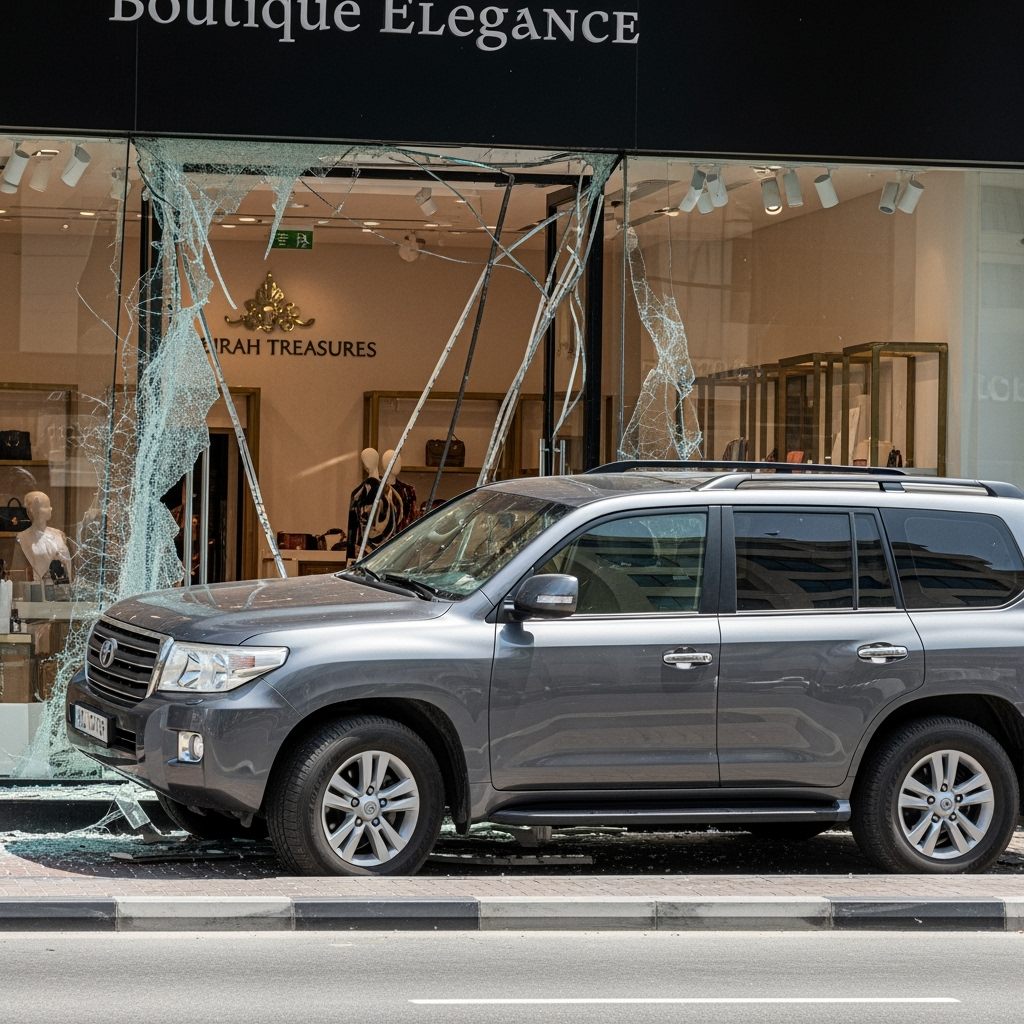 Illustration for: SUV Crashes into Jumeirah Store, No Injuries Reported