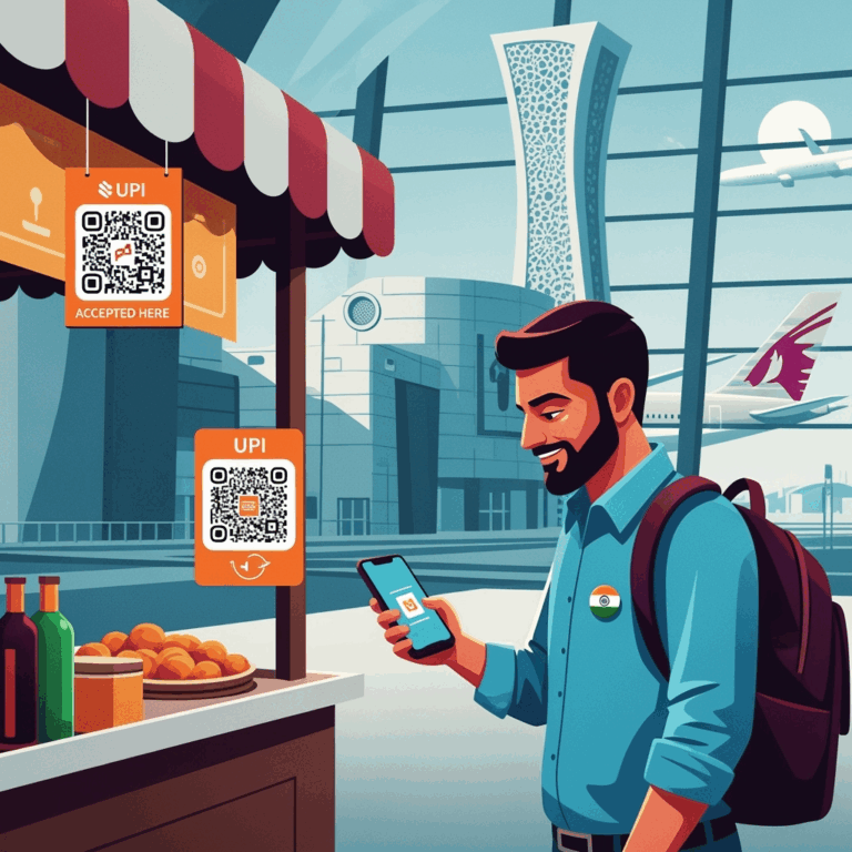 Illustration for: UPI Launches in Qatar for Indian Travelers