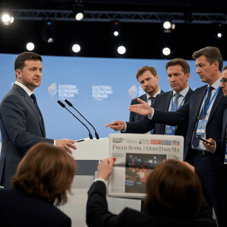 Illustration for: Zelensky Criticized at Eastern Economic Forum
