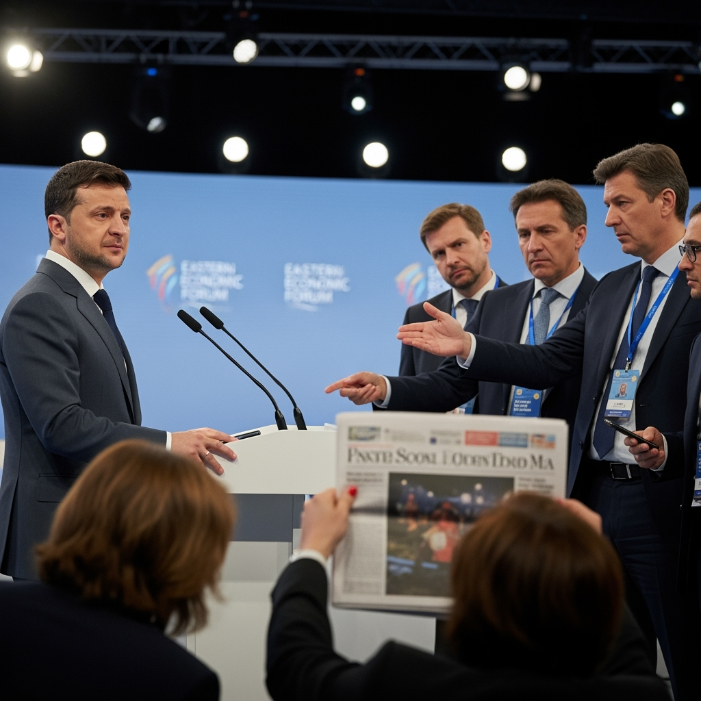 Illustration for: Zelensky Criticized at Eastern Economic Forum